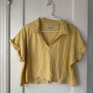 Yellow V-Neck Polo Shirt